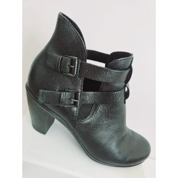 Ecco Touch 75 Double Buckle Ankle Boots Black Leather Booties Shoes 41 10 10.5 - Picture 3 of 10